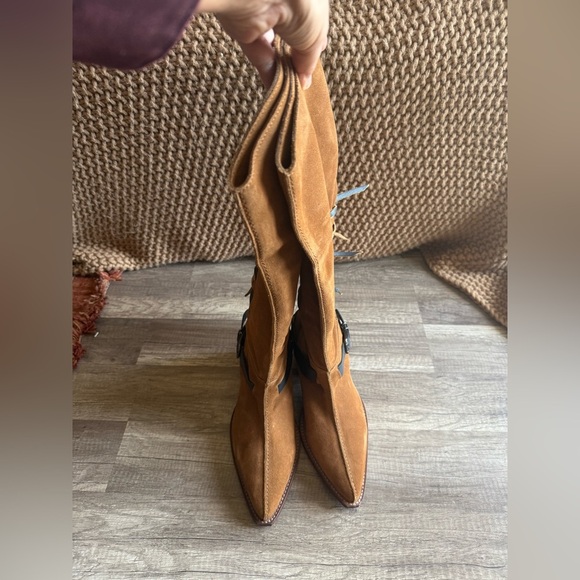 Free People Back-lace Sway Low Slouchy Boots NWOT Size US 9.5 Camel Suede - Picture 5 of 13